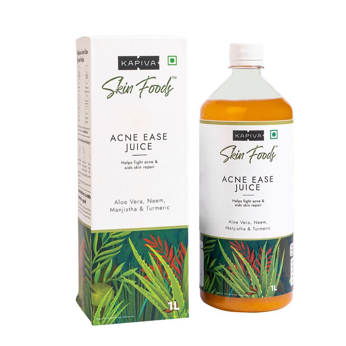 

Kapiva Acne Ease Juice 1 L , Helps fight acne and aids repair skin , 100% Natural