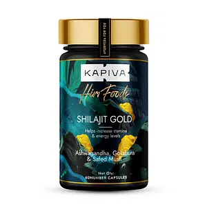 Kapiva Shilajit Gold 60 Capsules | Contains 24 Carat Gold | Boosts Stamina In 4 Weeks | 100% Ayurvedic  | Reduces stress level  | Improves hormonal balance