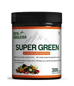 Divya Himalayan Superfood Green & Herbs Mix Supplement Powder With Alkalizing Greens & Herbs Chollera, Spirulina, Amla, Triphala & Antioxidants for Better Digestion, Detox Promotes Skin Health –300 GM