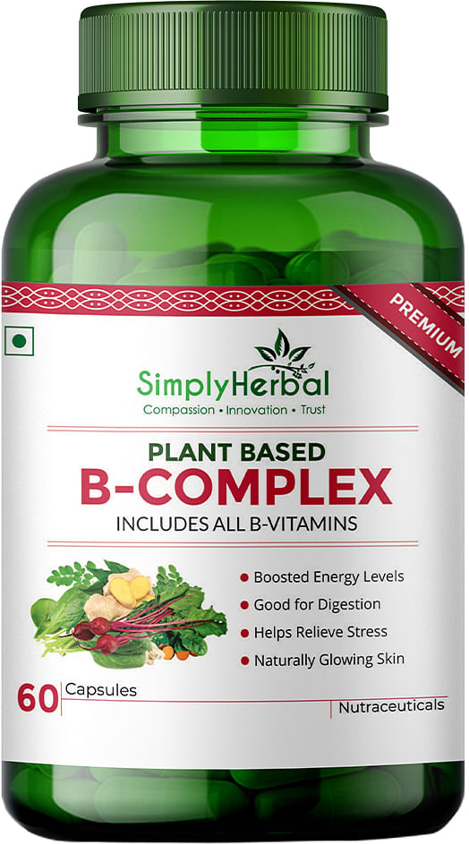 Simply Herbal Plant Based B Complex Supplements With Vitamins B1, B2 ...