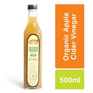 Truefarm- Organic Apple Cider Vinegar with the Mother (500ml) | 100% USDA Certified Organic ACV | Raw, Unpasteurized, and Unfiltered Apple Cider Vinegar | ACV with Mother | Detox Drink