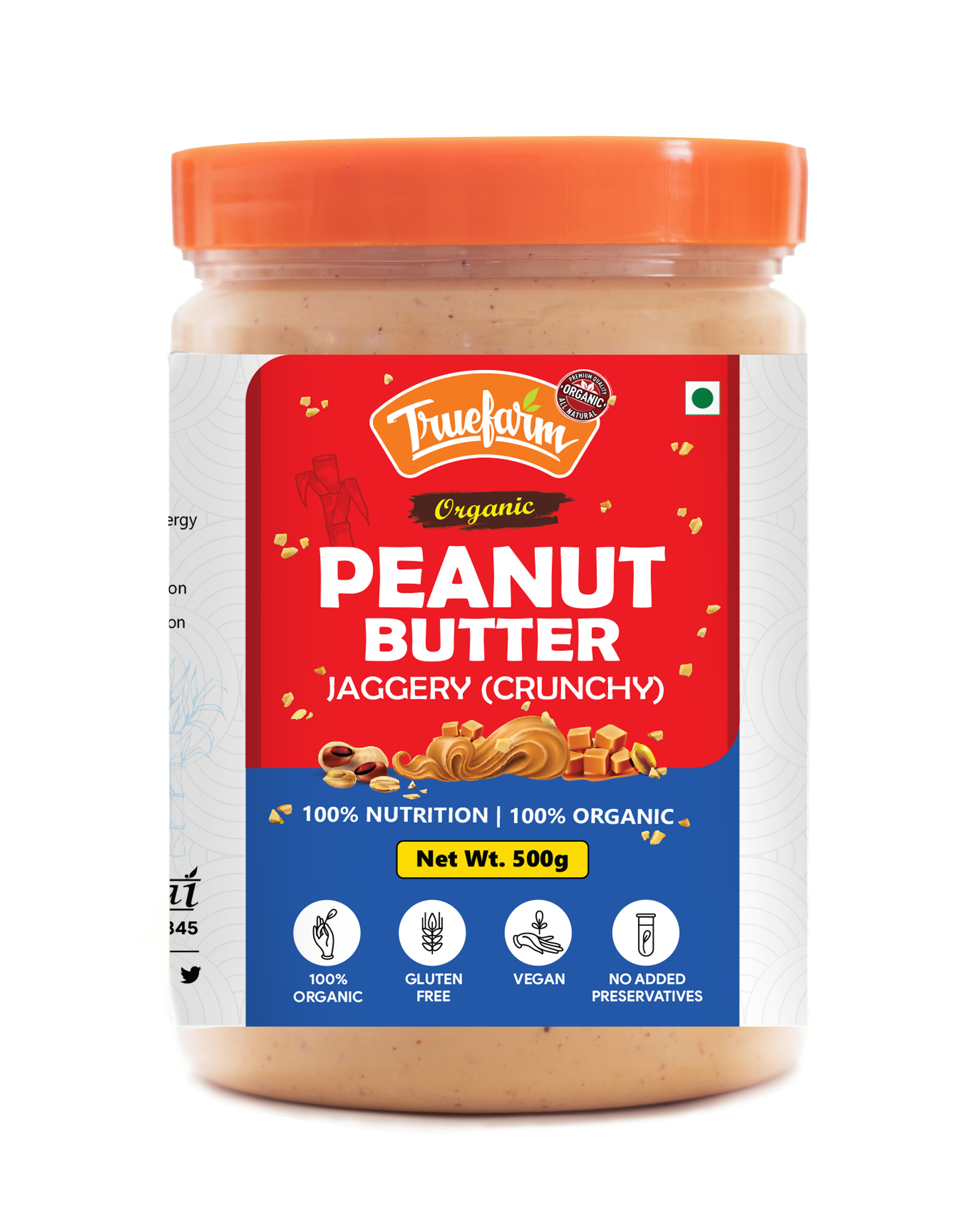 

Truefarm Organic Peanut Butter - Crunchy with Jaggery (500g)