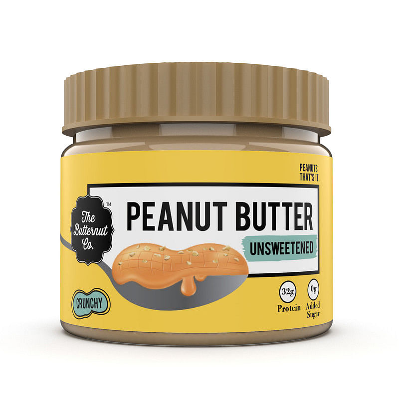 

The Butternut Co. Natural Peanut Butter Crunchy - 340g | Unsweetened | 32g Protein | No Added Sugar | 100% Peanuts | No Salt | High Protein Peanut ...