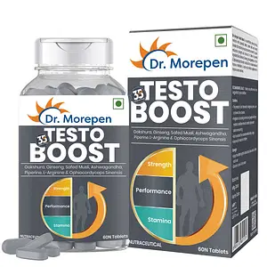 Dr. Morepen Testosterone Booster Tablets - For Men, Increases Energy, Stamina & Muscle Growth - 60 Tablets