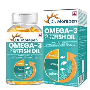 DR. Morepen Omega 3 Deep Sea Fish oil 500mg | 60 softgels | Omega EPA DHA Vitamin A, D, E K2 | Heart | Brain | Joints 