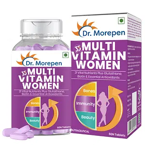 DR. MOREPEN Multivitamins For Women With Calcium & Herbal Extracts|Vitamin-D, Biotin, Iron, Copper, Iodine, Magnesium, Zinc, Green Tea, Pomegranate|Energy & Immunity Booster Supplement-60 Veg Tablets