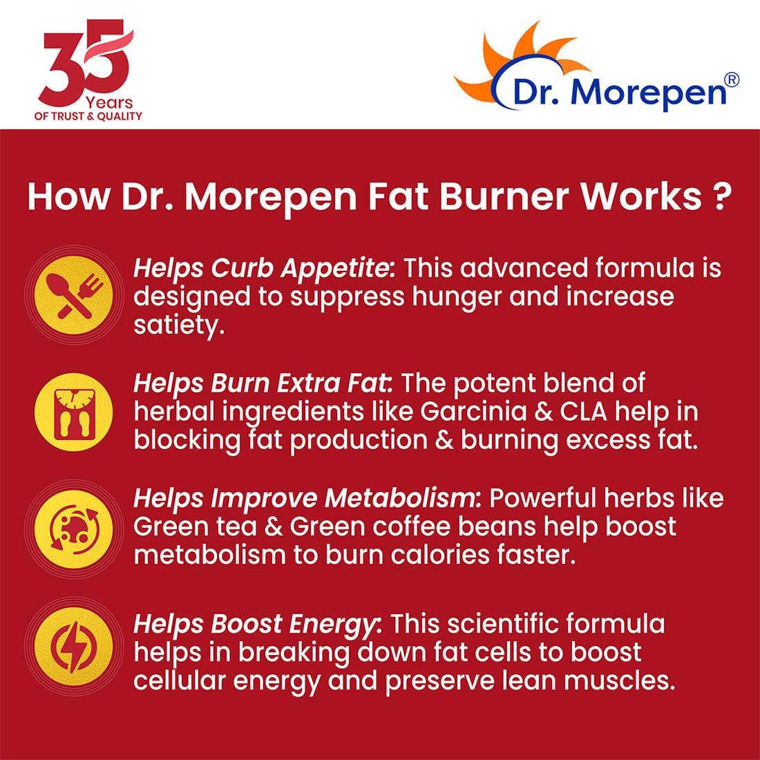DR. Morepen Fat Burner Tablets 100 Natural 60 Tablets Appetite