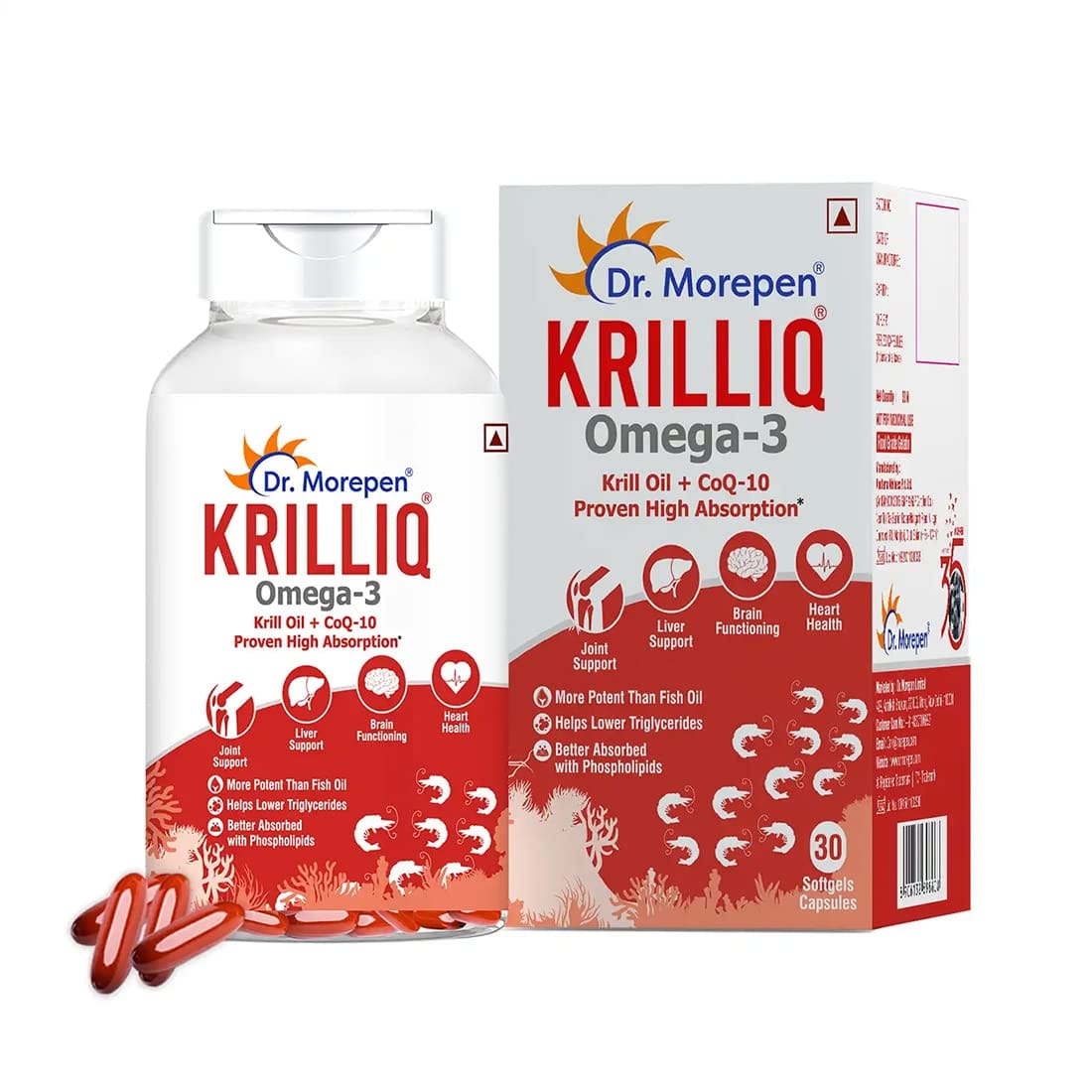 DR. MOREPEN Krilliq Krill Oil Capsules with Coenzyme Q10 for Healthy
