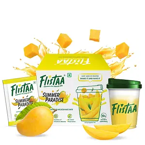 Flistaa Summer Paradise - Mango Instant Milkshake Mix (Box of 9 Sachets & FREE Shaker)