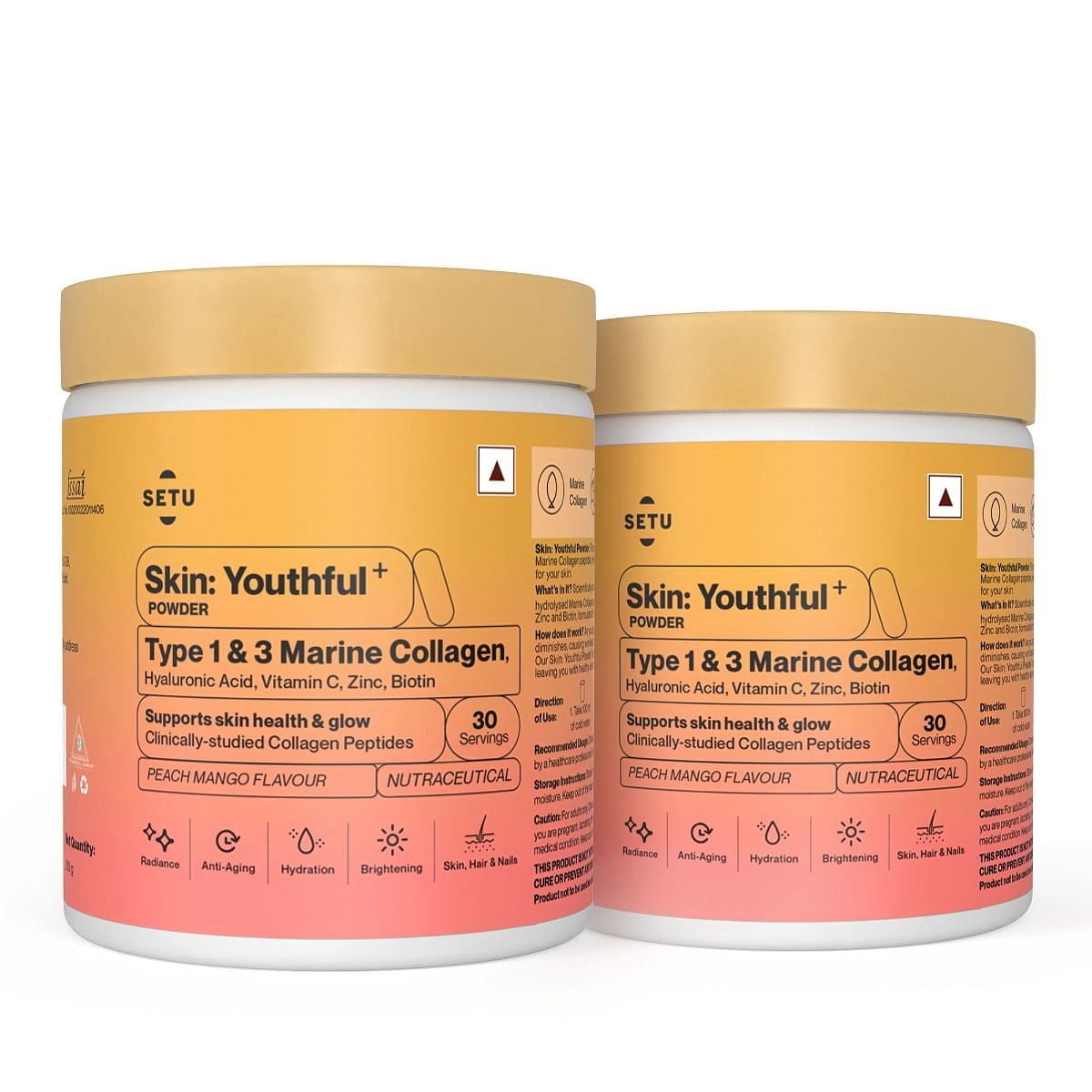 

Setu Skin Youthful Marine Collagen Powder Supplements for men and women,210 g | Vitamin C, Zinc and Biotin | Supports Healthy Skin, Hair, Nails, Bo...