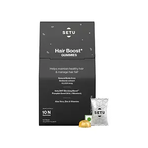 Setu Biotin Hair Boost Gummies for Men & Women-10000 mcg | Reduces Hair Fall & Strengthens Nails Growth | 100% Vegetarian | Mixed fruit Flavour | 10 Gummies