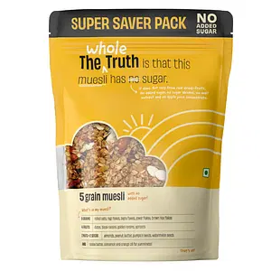 The Whole Truth - Super Saver Pack | Breakfast Muesli | 5 Grain Muesli | 750 grams | Vegan | Dairy-free | No Artificial Sweeteners | No Added Flavours | No Gluten or Soy | Nutritious Snack