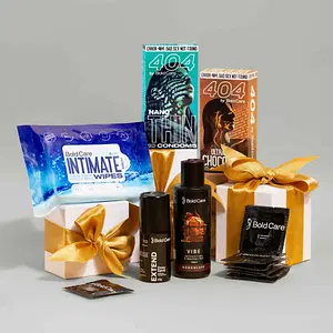 Bold Care Love Honeymoon Gift Pack (Chocolate) - Personal Lubricant, Topical Spray, Nano Thin Condoms, Flavoured Condoms, and Intimate Wipes - Perfect for Gifting