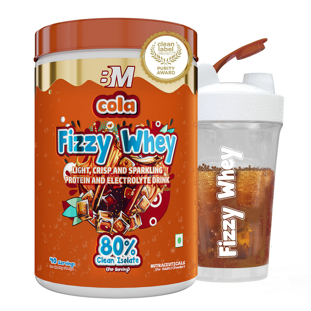 

Fizzy Whey [Cola] | Clear Whey Protein isolate + Electrolytes | 80% Protein, 0g Lactose, 0 Added Sugar, 1g fat | Clean Label Project Purity Award C...