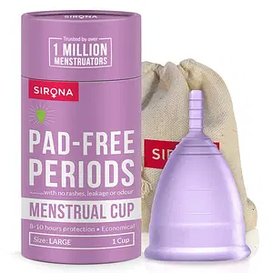Sirona Reusable Menstrual Cup for Women with Medical Grade Silicone, FDA Approved - Large