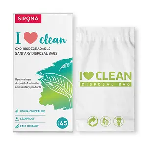 Sirona Sanitary Disposal Bags, Odour Concealing & Leak Proof - 45 Disposable Bags
