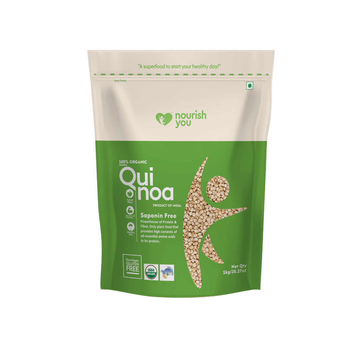 Nourish You Organic White Quinoa Millet Grains Jar - High in Protein , Rich in Fiber , Bathua , Naturally Gluten free.