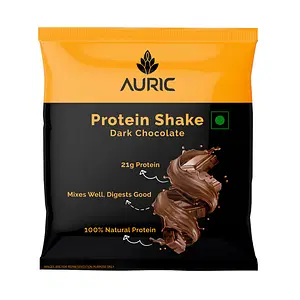 Auric Vegan Protein Powder for Men & Women | Meal Replacement Shake for Muscle Support (Dark Chocolate Flavor) | Helps In Weight Management | 8 Sachet | 21g Plant Protein & 6g BCAA in every sachet