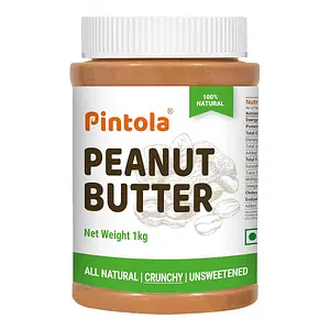 Pintola All Natural Peanut Butter | Rich in Fiber, 30g Protein | Non GMO, Naturally Gluten Free, Cholesterol Free | Unsweetened, Crunchy