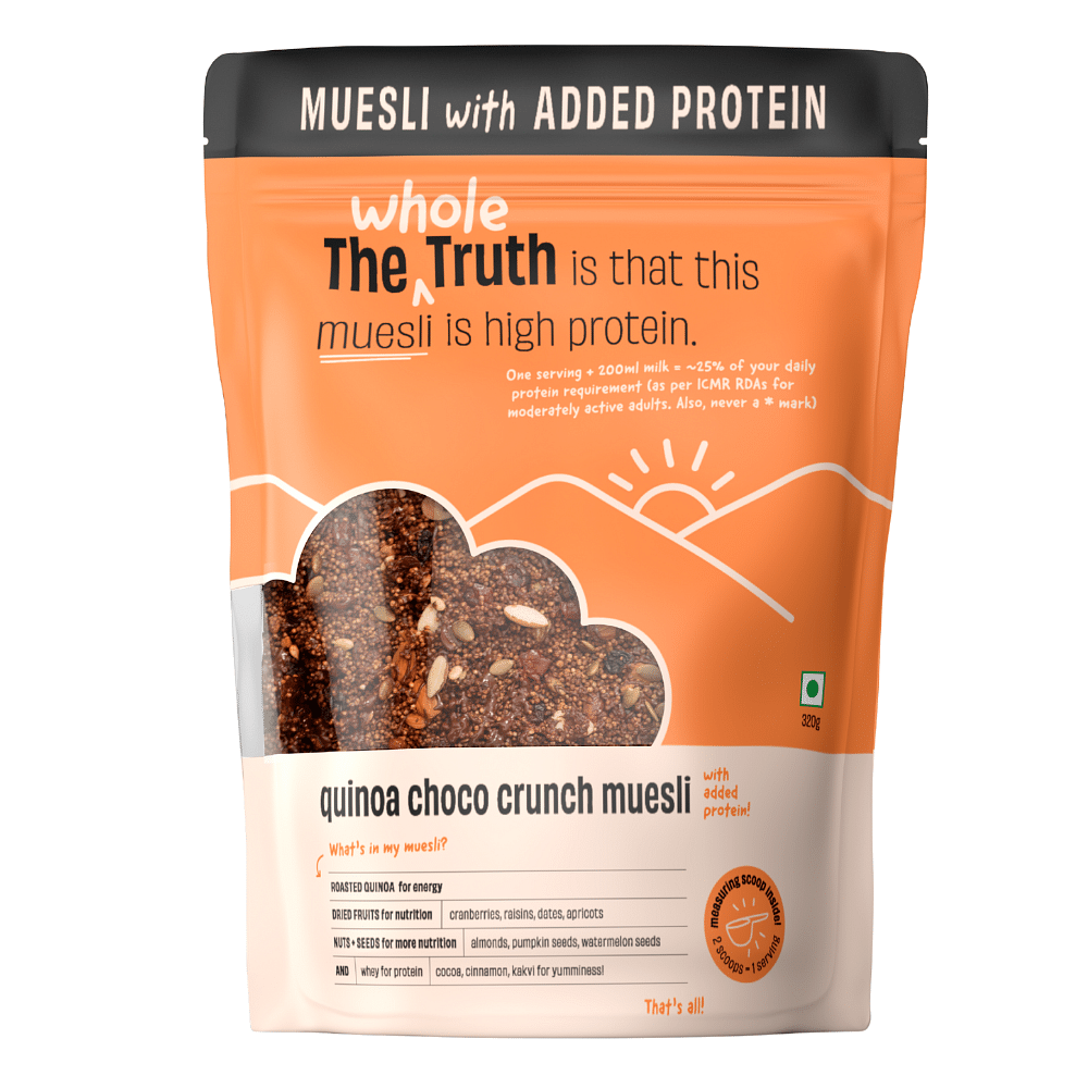 

The Whole Truth - Breakfast Muesli | Quinoa Choco Crunch | 320grams | High Protein | No Artificial Sweeteners | No Added Flavours | No Gluten or So...