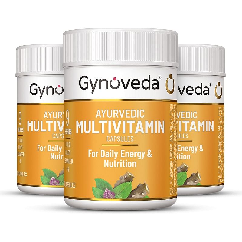 

Gynoveda Ayurvedic Multivitamin Capsules For Men and Women. Daily Strength and Energy. Provides Essential Vitamins and Minerals. 3 Bottles, 90 Caps...