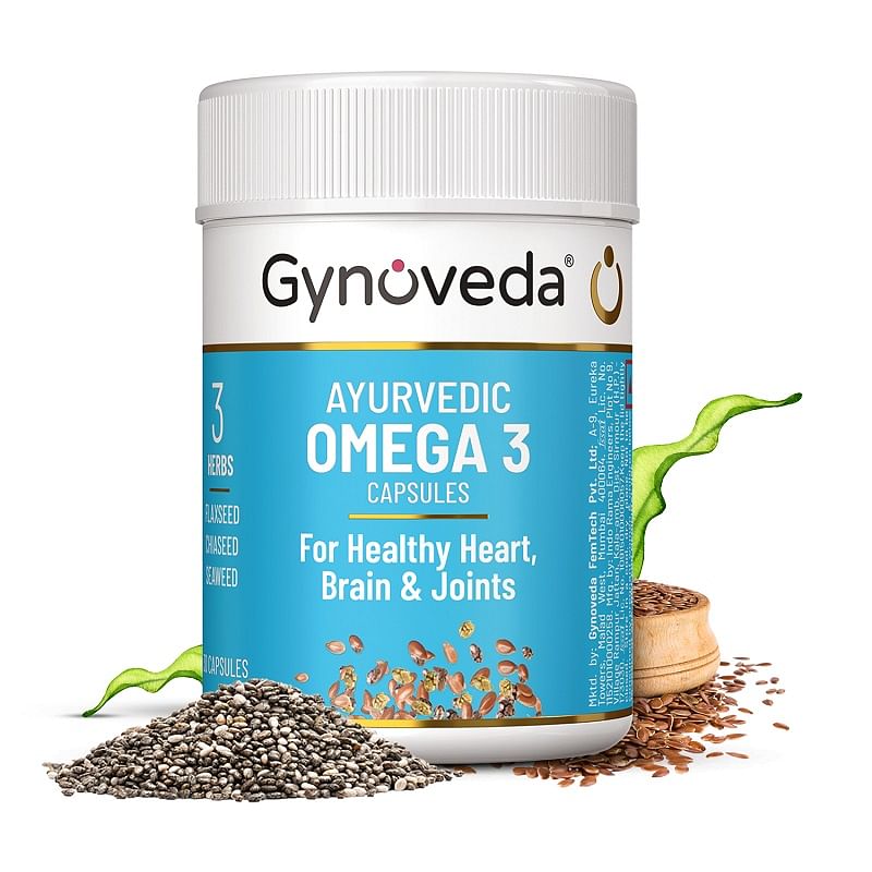 

Gynoveda Ayurvedic Omega 3 Capsules For Men and Women. Brain and Joints. 1 Bottle, 30 Capsules