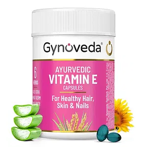 Gynoveda Ayurvedic Vitamin E Capsules For Men and Women. Healthy Hair, Skin, Nails With Aloe Vera, Wheat Germ, Cedarwood
