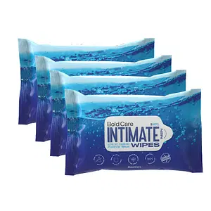 Bold Care Active Blue Intimate Cleansing Wipes For Men | pH Balanced | Skin Friendly for Intimate Hygiene | Alcohol Free Biodegradable Wipes | Travel-Friendly Wet Wipes | Pack of 4- 40 wipes
