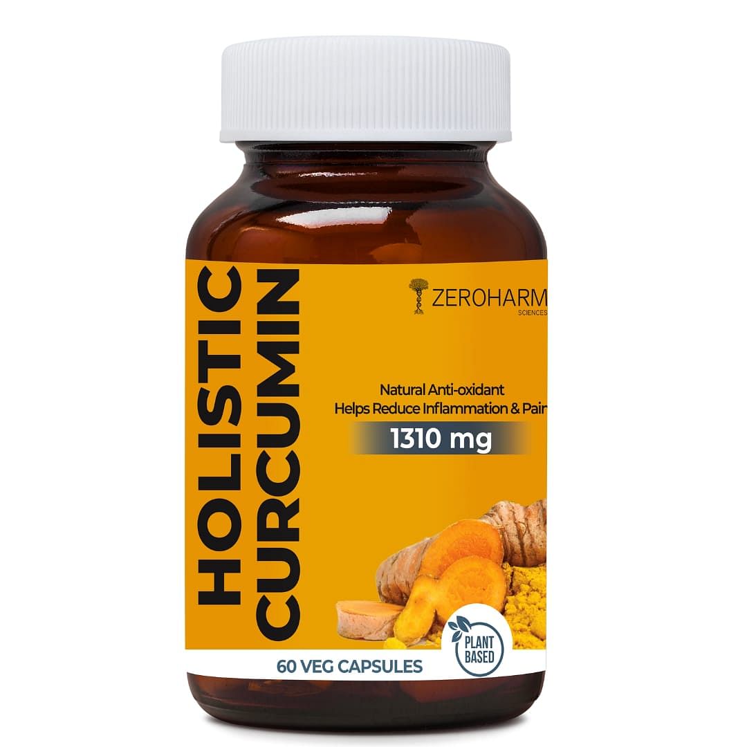 

ZEROHARM Holistic Curcumin Fight Inflammation, Lower risk of Arthritis, Boost Heart , Skin & Joint Health - 90 Capsules