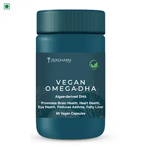 ZEROHARM Algae Based Vegan Omega 3 Capsules for Women & Men-No Fish Oil - 60 Capsules