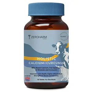 ZEROHARM Holistic Calcium & Curcumin For Joint, Muscle, Bone Strength - 60 Tablets