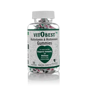 HealthBest VitObest Multivitamin & Multimineral Gummies Healthy Immunity Probiotics Antioxidants Vitamin A, Vitamin B Adult Gummies 30 Gummies (Mix-Fruit Flavor)