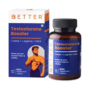 BBETTER Testosterone Booster Supplement for Men - With Safed Musli Kaunch Beej & Ashwagandha Tablet - High Strength 2600mg Muslce Growth, Energy & Stamina | 60 Count