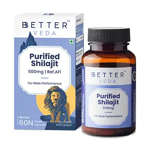 BBETTER VEDA Purified Shilajit 500mg - Approved by Dept of Ayush | Shilajit for strength and immunity for Men (Pack Of 1-60 Capsules)