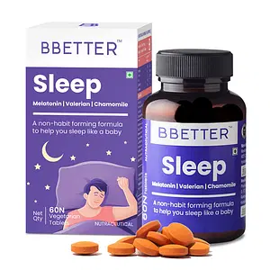 BBETTER Sleep Melatonin 10mg Sleeping Aid Pills with Valerian 100mg | Promotes Relaxation & Sleep, Helps Improve Sleep Quality - 60 Tablets