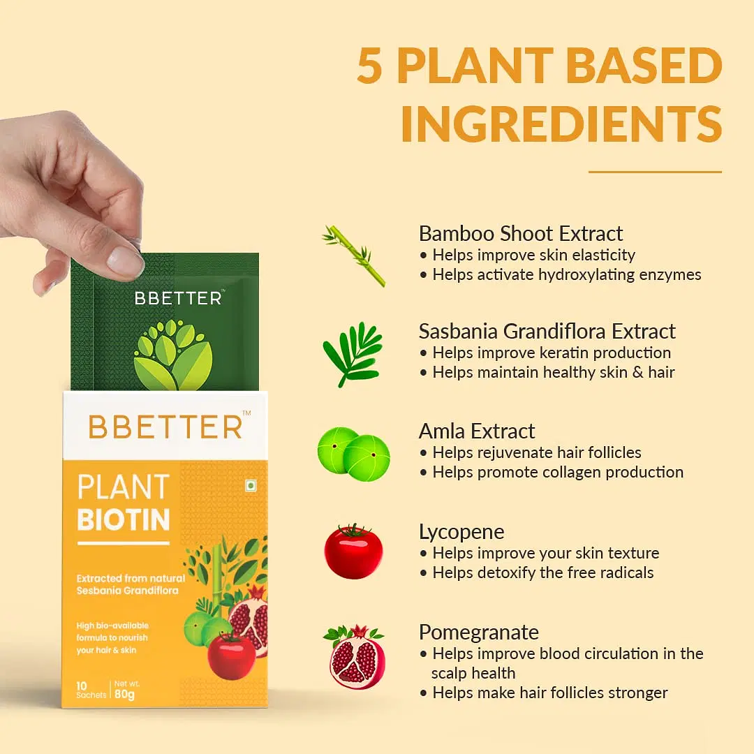 BBETTER Plant Biotin 10000 mcg, 10 sachets/pack, (Pack of 1) BBETTER Plant Biotin 10000 mcg, 10 sachets/pack, (Pack of 1)