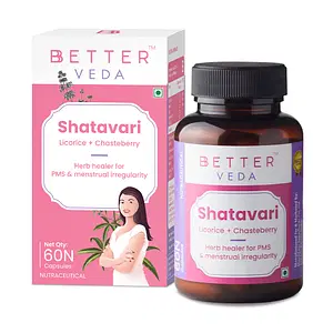 BBETTER VEDA Pure Shatavari Capsules for Women's Health 60 Veg Capsules , Highly Purified and Bioavailable
