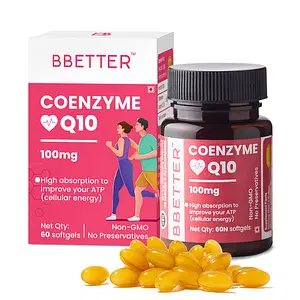 BBETTER CoQ10 100mg, 60 High Absorption Softgels - Boosts Heart Health, Energy Levels, and Antioxidant Defense , Non MGO , No preservatives