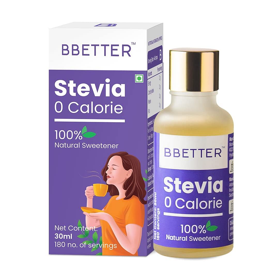 

BBETTER Stevia Drops- Purely Natural, Sugar Free And Zero Calorie Natural Sweetener - (30ml Stevia Drops, 800 Drops) - Pack Of 1