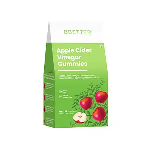BBETTER Apple Cider Vinegar Gummies for weight management | ACV gummies with Mother for Women & Men | Detoxing & Improved Metabolism| 100% VEG | 60 Veg Gummies