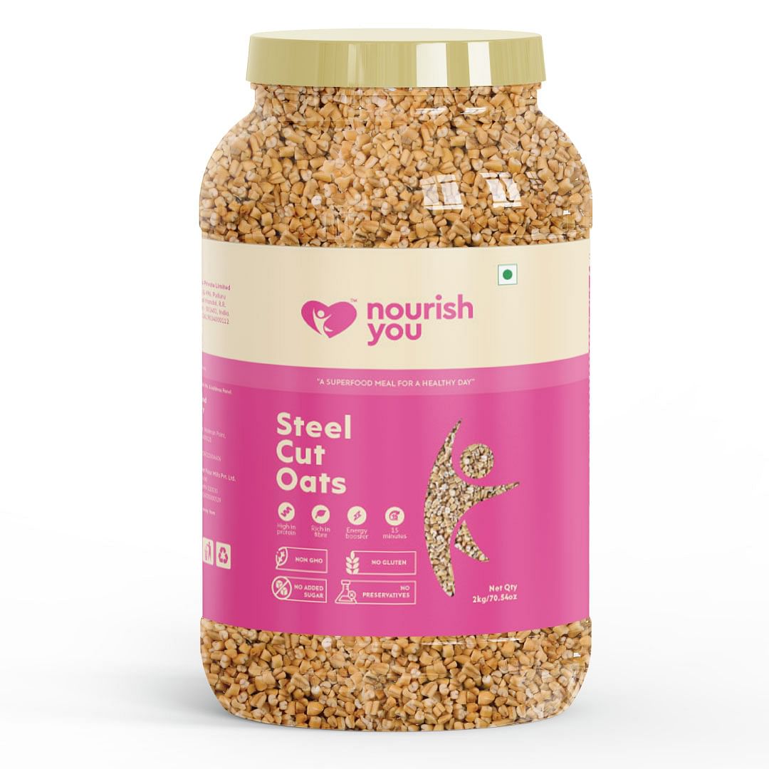 

Nourish You Organic Steel Cut Oats Jar - Rich in Protein , Breakfast Cereal , Helps in weight management , Gluten free- 2 Kg