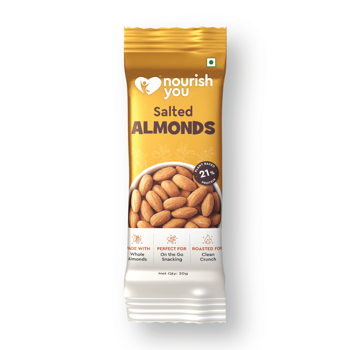 Nourish You Salted Almonds – 20g Pack | Premium Roasted Almonds with Himalayan Pink Salt | Gluten-Free Healthy Snack | High Protein Crunchy Nuts-image-11