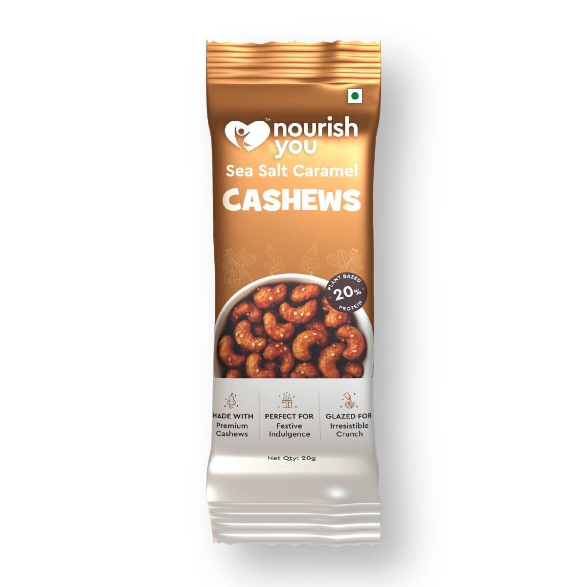 Nourish You Sea Salt Caramel Cashews 20g | Roasted Cashews | Sweet & Salty Snack | Gluten Free | Preservative Free | On-the-Go Healthy Snack-image-11