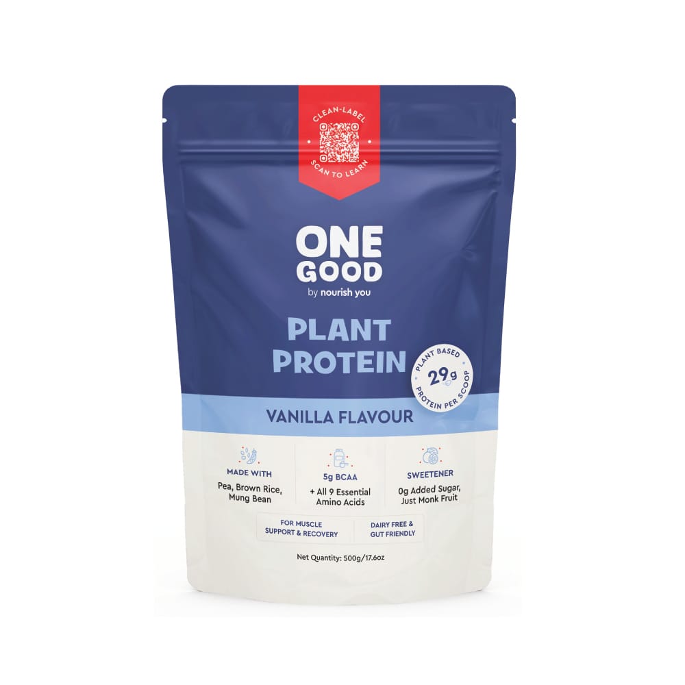 

One Good by Nourish You 29g Per Serving Vanilla Plant based Protein Powder-500g | Pea, Brown Rice & Mung Bean Blend | Sweetened with Monk Fruit | N...