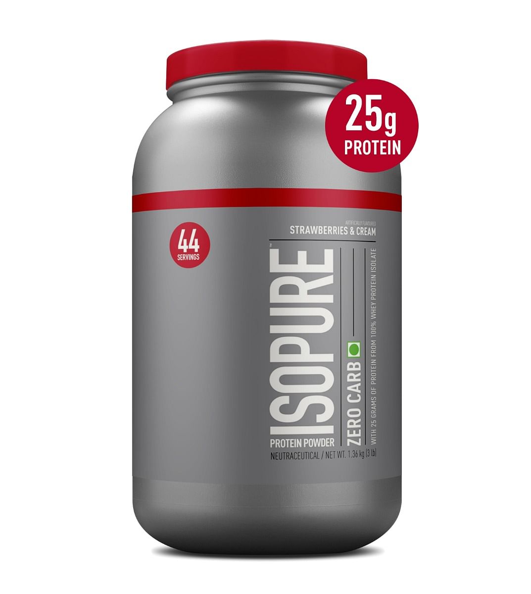 

Isopure Zero Carb 100% Whey Protein Isolate Powder - 3 lbs, 1.36 kg (Strawberries & Cream), , 25g Protein per serve, Lactose-Free, Gluten-Free, Veg...