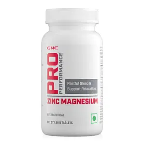 GNC Pro Performance Zinc Magnesium Amino Complex | Promotes Restful Sleep | Relieves Stress | Boosts Immunity | Calms Nerves | Contains Vitamin B6 & Hops Flower Extract | USA Formulated | 60 Tablets