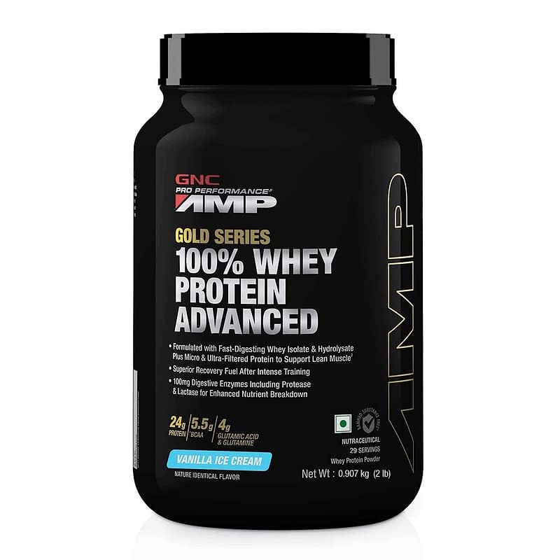 

GNC AMP Gold Series 100% Whey Protein Advanced | Lean Muscle Gains | Advanced Fitness Performance | Formulated In USA | 24g Protein | 5.5g BCAA | 4...