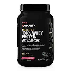 GNC AMP Gold Series 100% Whey Protein Advanced | Lean Muscle Gains | Advanced Fitness Performance | Formulated In USA | 24g Protein | 5.5g BCAA | 4g Glutamine | 2 lbs