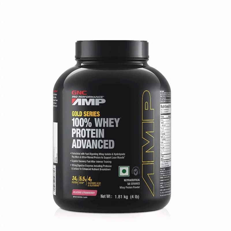 

GNC AMP Gold Series 100% Whey Protein Advanced | Lean Muscle Gains | Advanced Fitness Performance | Formulated In USA | 24g Protein | 5.5g BCAA | 4...