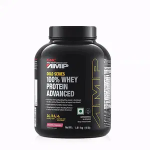 GNC AMP Gold Series 100% Whey Protein Advanced | Lean Muscle Gains | Advanced Fitness Performance | Formulated In USA | 24g Protein | 5.5g BCAA | 4g Glutamine | 4 lbs